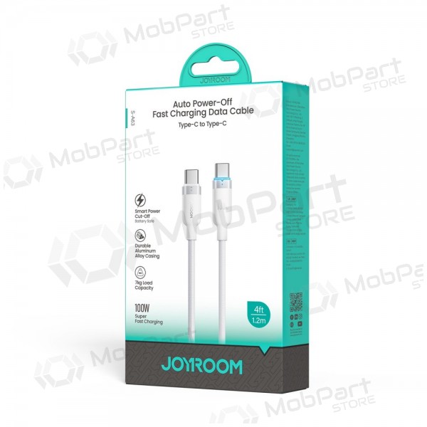 USB-C kabelis Joyroom S-A63 USB-C uz USB-C 1.2 m 100 W balts