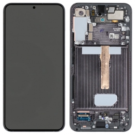 Ekranas Samsung S906 S22 Plus su lietimui jautriu stikliuku un rėmeliu Black OLED (real size)