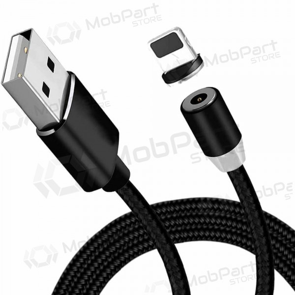 USB kabelis Magnetic Lightning 1.0m (melns)