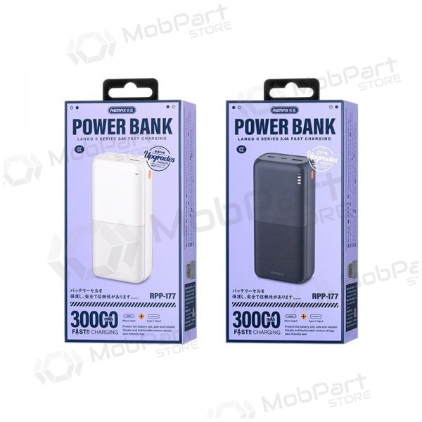 Ārējā baterija Power Bank Remax RPP-177 12W 30000mAh melna
