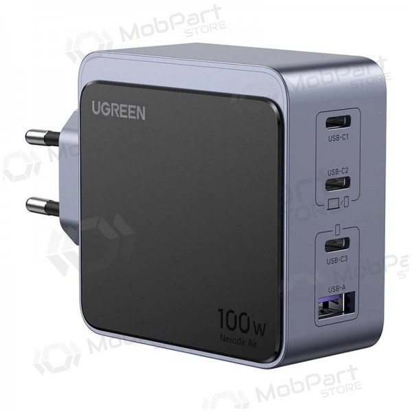 Tīkla lādētājs Ugreen X565 100 W GaN 3x USB-C + USB-A pelēks