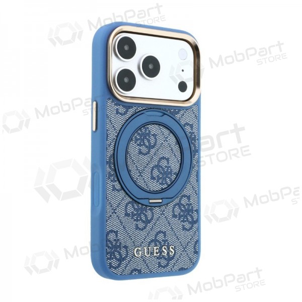 Apple iPhone 18 Pro maciņš - Guess PU 4G Ring Stand MagSafe (zils)