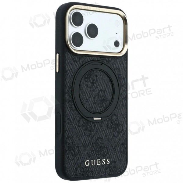 Apple iPhone 18 Pro Max maciņš - Guess PU 4G Ring Stand MagSafe (melns)
