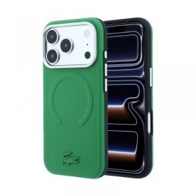 Apple iPhone 18 Pro maciņš - Lacoste PVC Petit Pique Semi Wrap Embossed MagSafe (zaļš)