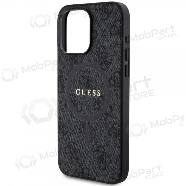 Apple iPhone 15 Pro Max maciņš - Guess PU Leather 4G Colored Ring MagSafe (melns)