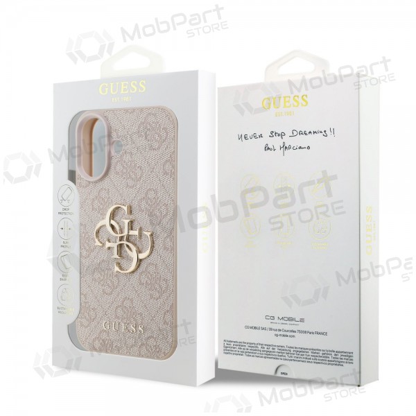 Apple iPhone 17 maciņš - Guess PU 4G Metal Logo (rozā)
