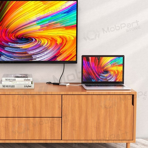 Adapteris Hoco HB14 Type-C to USB-A+HDMI+Type-C sudraba