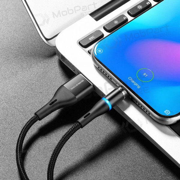 USB kabelis Borofone BU16 Skill Magnetic Type-C 1.0m (melns)