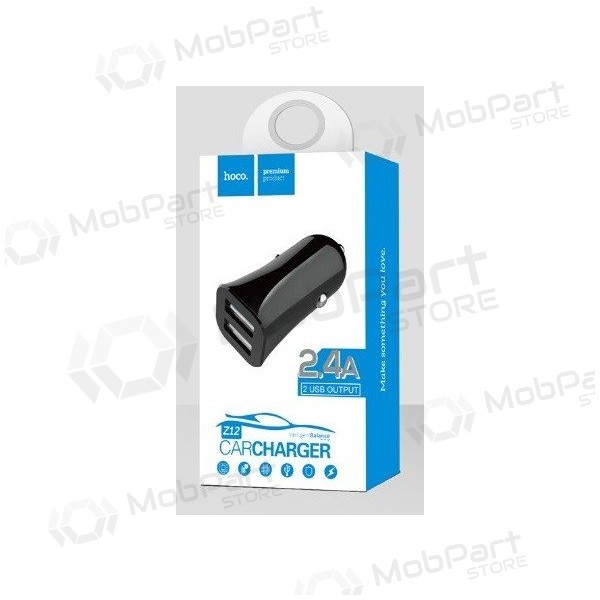 Auto lādētājs HOCO Z12 Elite Dual USB (5V 2.4A) (melns)