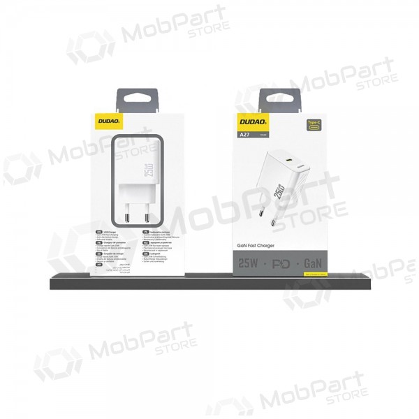 Tālruņa lādētājs Dudao A27 25 W GaN USB-C balts
