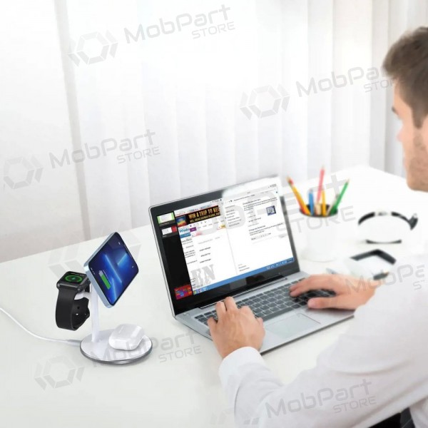 3 vienā bezvadu lādētājs Choetech T585-F 15 W balts