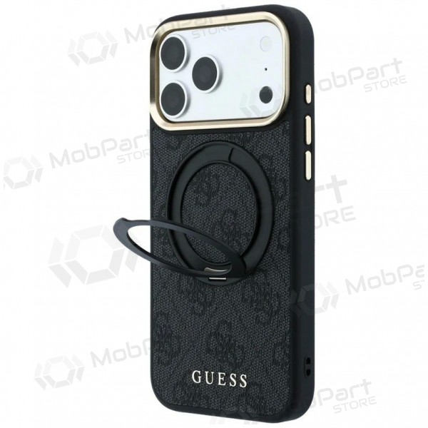 Apple iPhone 18 Pro Max maciņš - Guess PU 4G Ring Stand MagSafe (melns)