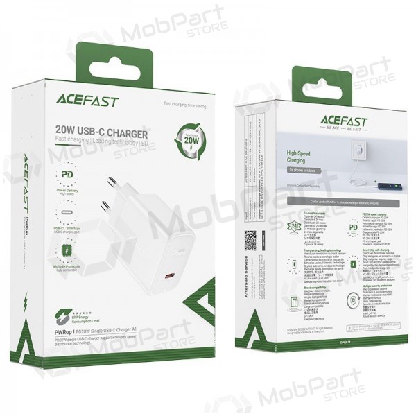 Lādētājs buitinis Acefast A1 PD20W USB-C balts