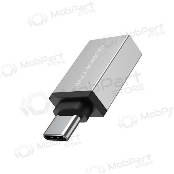 Adapteris Borofone BV3 Type-C OTG pelēks