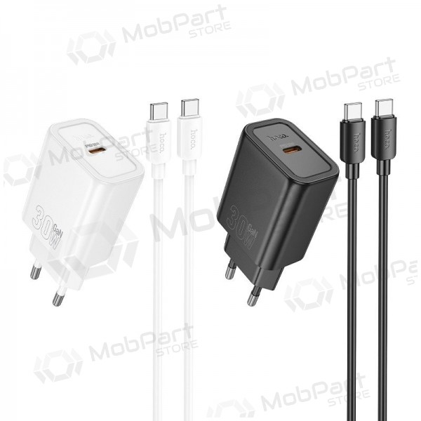 Tālruņa lādētājs Hoco N62 GaN USB-C ar USB-C vadu 1 m melns