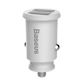 Lādētājs automobilinis Baseus Grain (3.1A) x 2 USB CCALL-ML02 (balts)