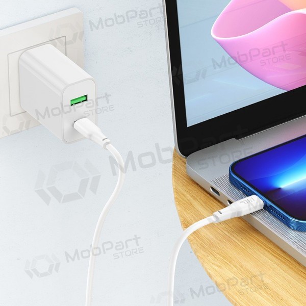 Lightning vads Hoco X93 USB-C uz Lightning 2 m PD 20 W balts