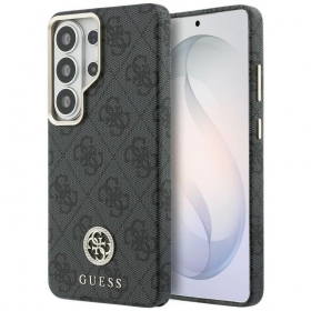 Samsung Galaxy S26 Ultra maciņš - Guess PU Leather 4G Strass Logo Gold Frame Magnetic (rozā)