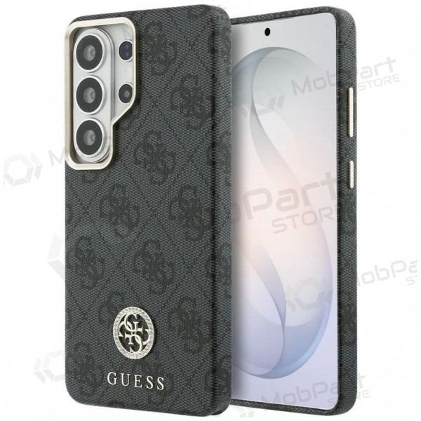 Samsung Galaxy S26 Ultra maciņš - Guess PU Leather 4G Strass Logo Gold Frame Magnetic (melns)