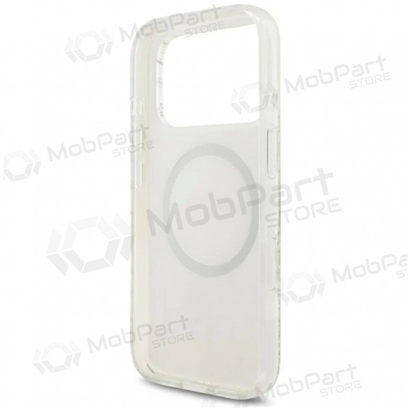 Apple iPhone 18 Pro Max maciņš - Guess IML Flowers Allover Strap MagSafe (balts)