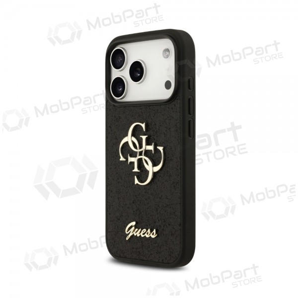 Apple iPhone 18 Pro Max maciņš - Guess PU Fixed Glitter 4G Metal Logo (melns)