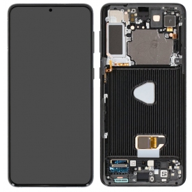 Ekranas Samsung G996 S21 Plusar lietimui jautriu stikliuku un rėmeliu Phantom Black OLED (real size)