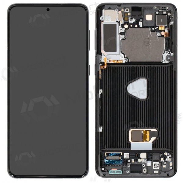 Ekranas Samsung G996 S21 Plusar lietimui jautriu stikliuku un rėmeliu Phantom Black OLED (real size)