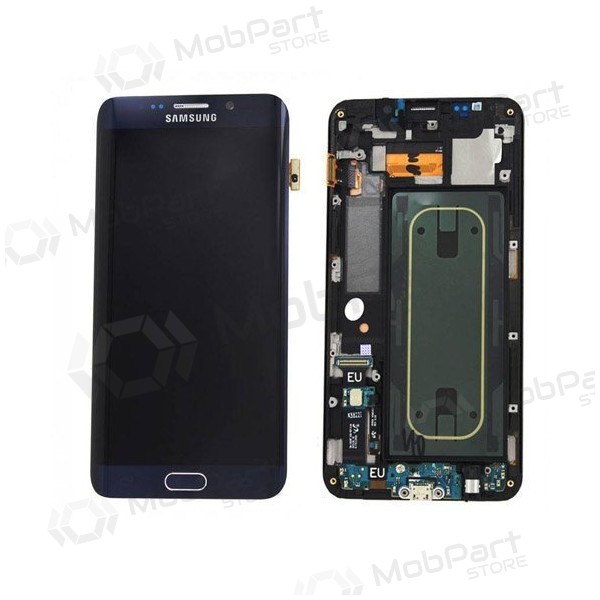Samsung G925F Galaxy S6 Edge ekrāns (melns) (ar rāmīti) (lietots grade B, oriģināls)