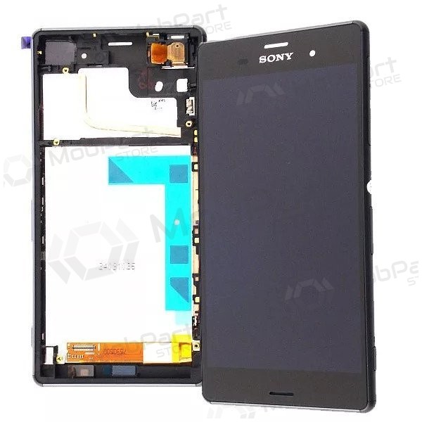 Sony D6603 Xperia Z3 ekrāns (melns) (ar rāmīti) (lietots grade C, oriģināls)
