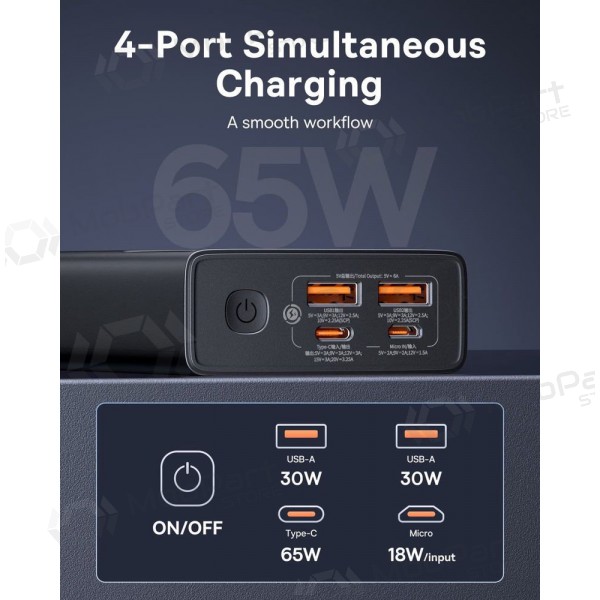 Ārējā baterija Power Bank Baseus StarLord 65W 20000mAh melna P10022906113-00