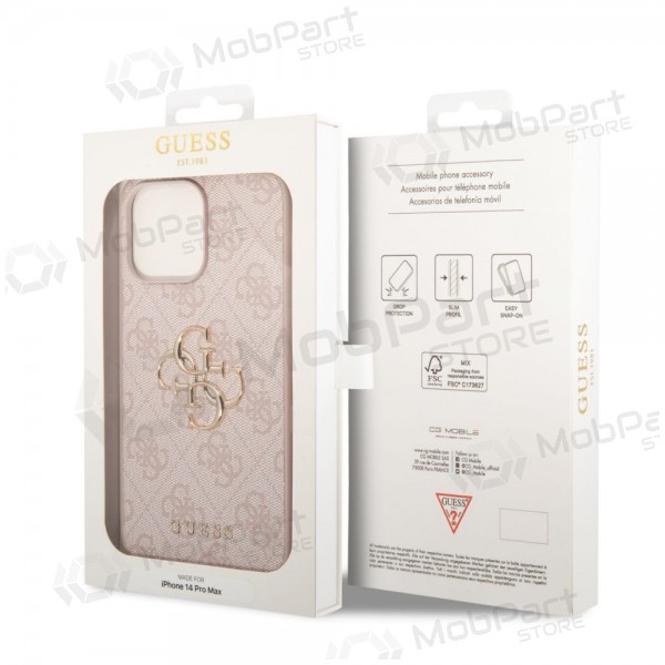 Apple iPhone 14 Pro Max maciņš - Guess PU 4G Metal Logo (rozā)