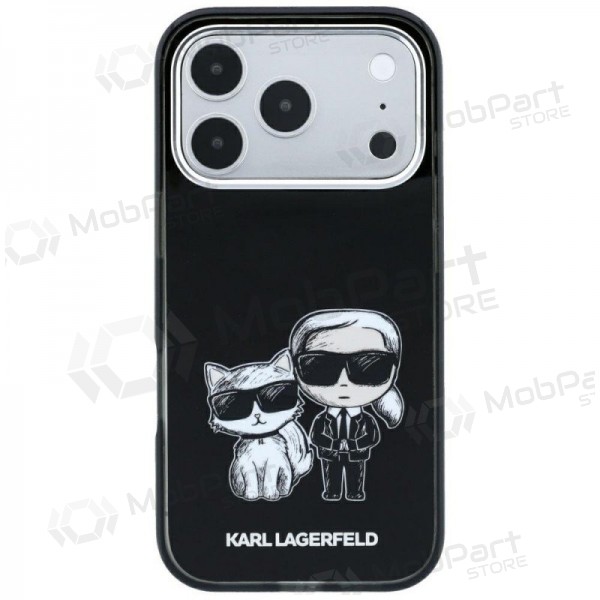 Apple iPhone 18 Pro maciņš - Karl Lagerfeld PU Semi Wrap Smooth Sketch Bodies MagSafe (melns)