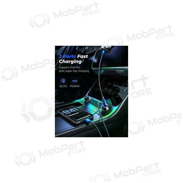 Automašīnas tālruņa lādētājs Joyroom JR-CCN18 65 W USB-C + USB-A melns