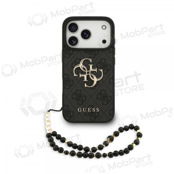 Apple iPhone 17 Pro maciņš - Guess PU 4G Metal Logo Strap (melns)