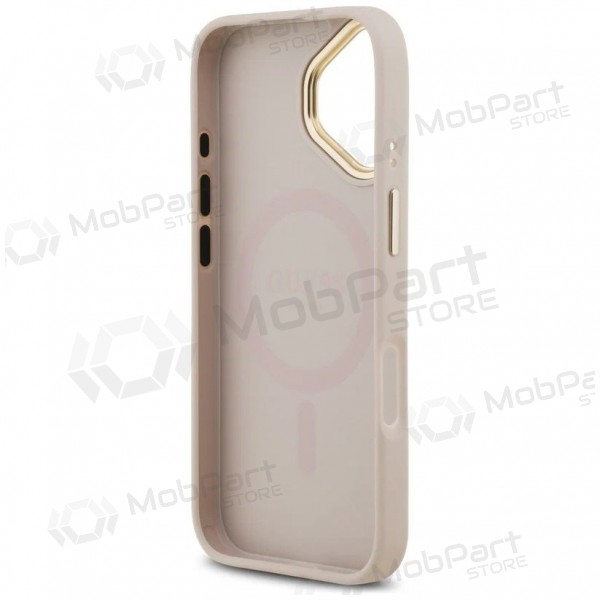 Apple iPhone 17 maciņš - Guess PU Leather 4G Gold Frame MagSafe (rozā)