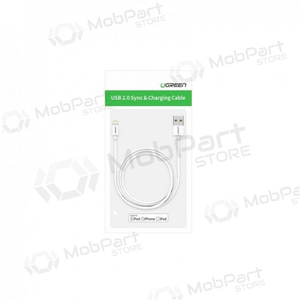 USB kabelis Ugreen US155 MFi USB to Lightning 2.4A 2.0m balts