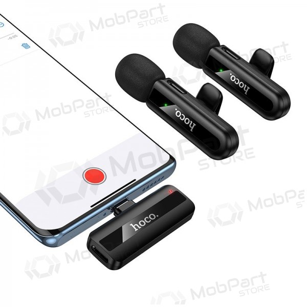 Belaidžių mikrofonų rinkinys Hoco L20A USB-C/Lightning melns