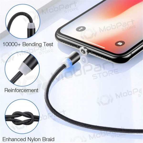 USB kabelis Magnetic Lightning 1.0m (melns)