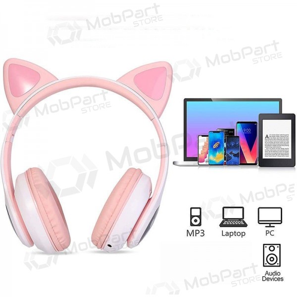 Bezvadu austiņas Cat Glow uz auss ar mikrofonu USB-C + 3,5 mm