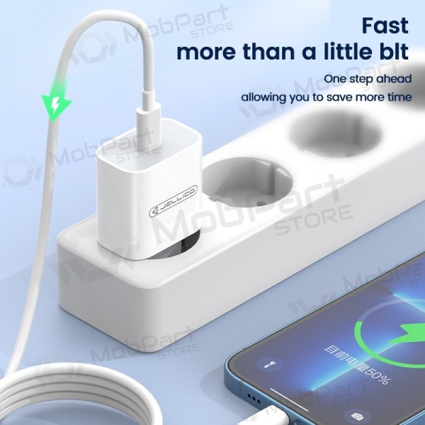 Lādētājs Jellico AK180 20W USB-C + USB-C to USB-C cable 1.0m balts