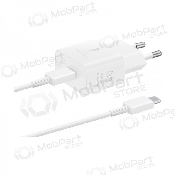 Lādētājs oriģināls Samsung EP-T2510XWEGEU 25W + USB-C kabelis iepakojumā balts