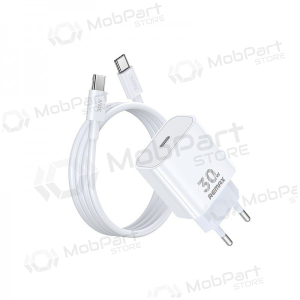 Tālruņa lādētājs Remax RP-U71 30 W GaN USB-C ar USB-C kabeli 1 m balts