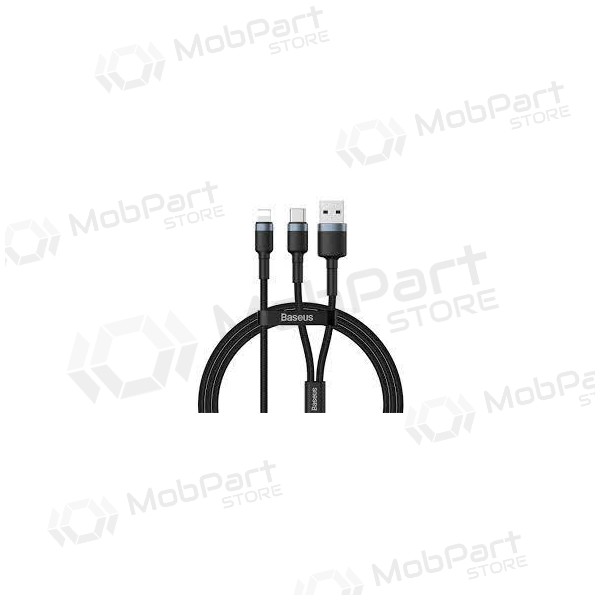 USB kabelis Baseus Cafule 2in1 Type-C Lightning 20w 1.2m (pelēks-melns) CATKLF-BG1
