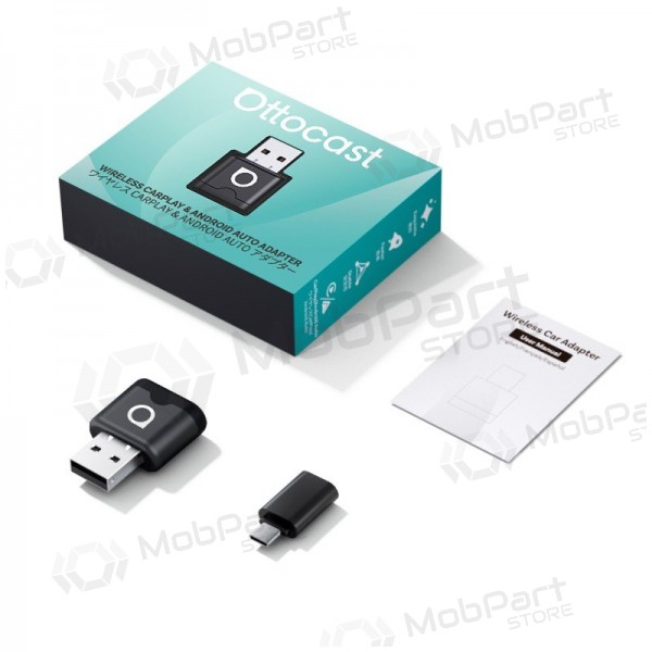 Bezvadu CarPlay / Android Auto adapteris Ottocast Mini Aura CA530-T melns