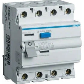 Srovės nuotekio relė Hager CD440J (A, 40A, 4P, 30mA, 230V)