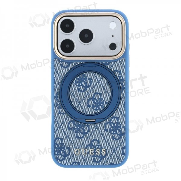Apple iPhone 18 Pro maciņš - Guess PU 4G Ring Stand MagSafe (zils)