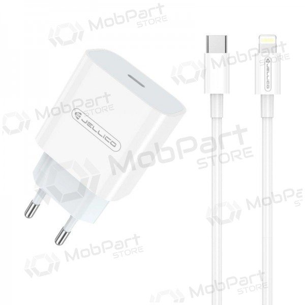 Lādētājs Jellico AK180 20W USB-C + USB-C to Lightning cable 1.0m balts