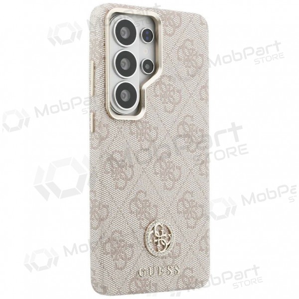 Samsung Galaxy S26 Ultra maciņš - Guess PU Leather 4G Strass Logo Gold Frame Magnetic (rozā)