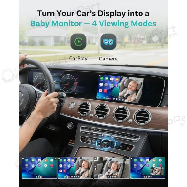 Bezvadu CarPlay adapteris Ottocast Cabin Care CA520-T ar mobilās aukles funkciju melns