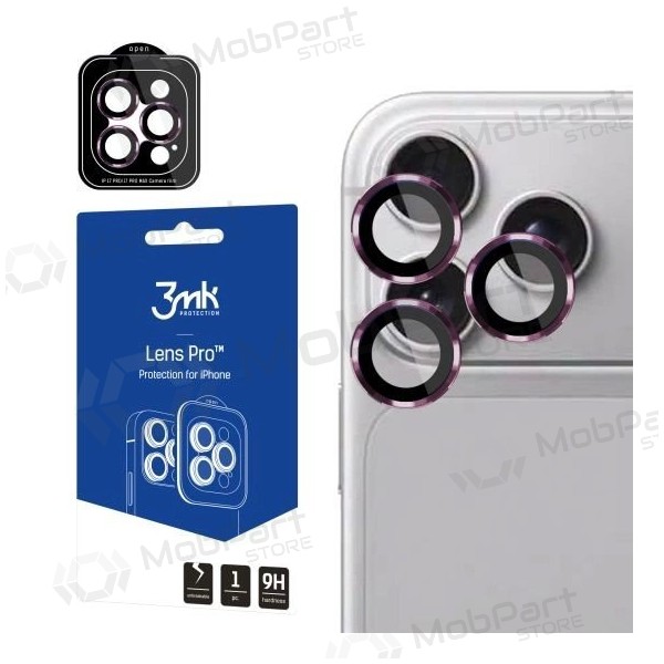 Apple iPhone 18 Pro, 18 Pro Max aizsargājošs rūdīts stikls kamerai - 3MK Lens Pro (ķiršu)
